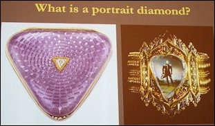 Karen Kettering: Fabergé and Portrait Diamonds The author began by stating the wording portrait diamond is a slightly confusing term; it designates a portrait miniature covered by an unusual sort of