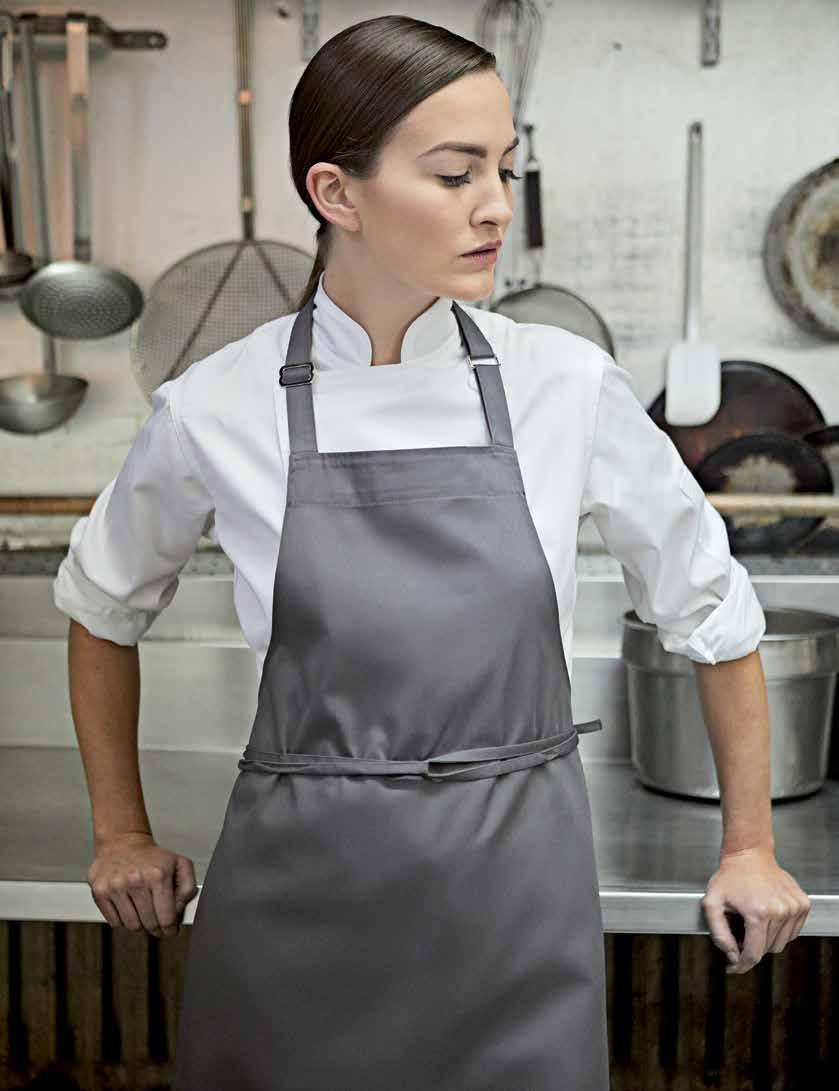 WOMEN S GUSTO CHEF COAT Long and short sleeves available, divided thermometer pocket on left sleeve, mandarin collar, reversible closure, 10 plastic sewn on buttons of same colour as coat, underarm