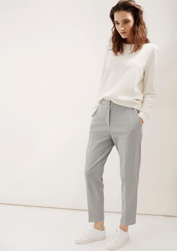 SWEATER & PIQUÉ PANTS Loose cut sweater made of slightly