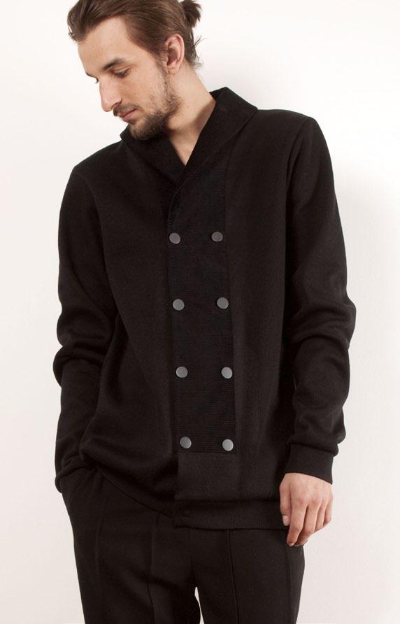 CARDIGAN made of structured cotton knit fabric with cord button blend