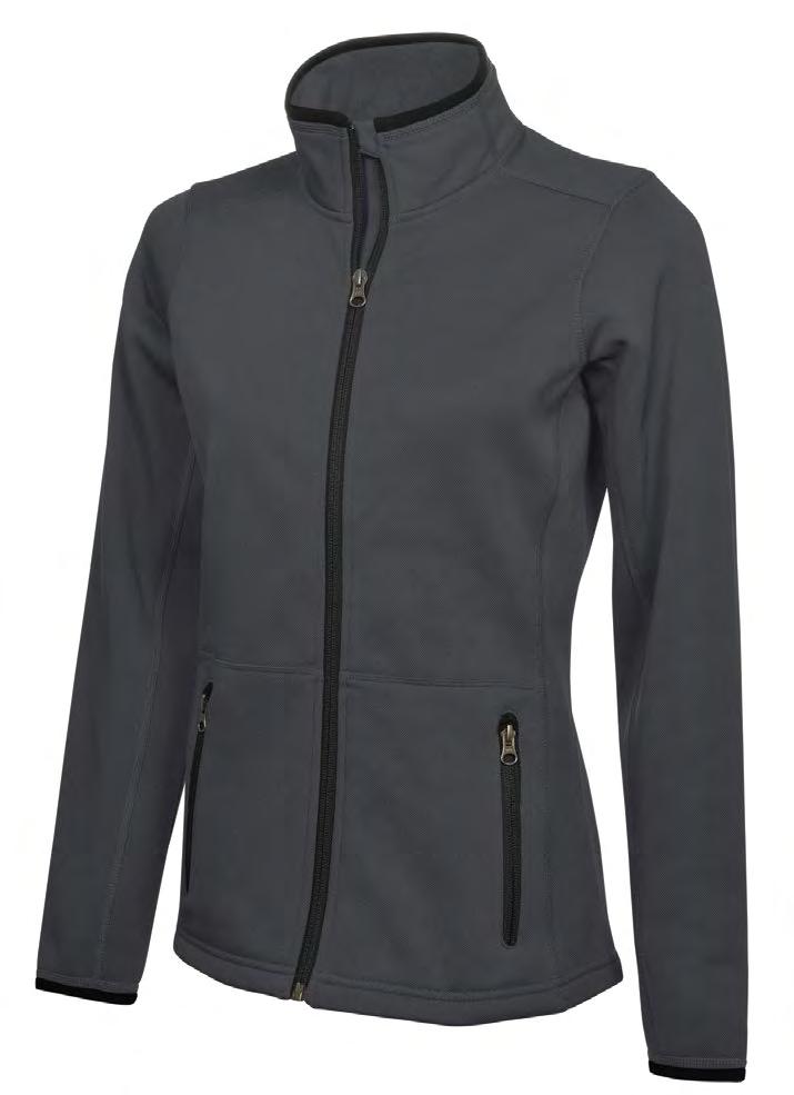 YKK zippers. COLOUR: Graphite SIZES: XS-4XL STYLE: L7603 CITY FLEECE JACKET 14.5 oz. 100% polyester pique fleece. 90/10 polyester/spandex binding on collar and cuffs.
