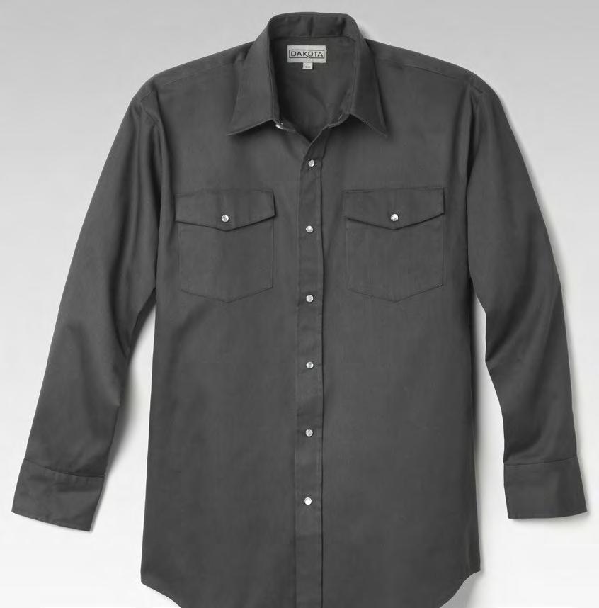 COLOUR: Mid-Grey SIZES: S-XL, 2XL-4XL STYLE: 1975, 1975X LONG SLEEVE SNAP FRONT WORK SHIRT Strong and abrasion resistant, heavyweight 6 oz. 65% polyester/35% cotton twill.