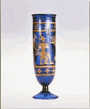 Unknown Cup with Egyptian Figures, AD 250-300 Glass with pigment and gilding Object: H: 20.1 Diam.: 6.