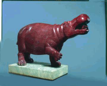 185. Unknown Hippopotamus, AD 1-100 Marble with a bright red colour, rosso antico Object: H: 77 W: