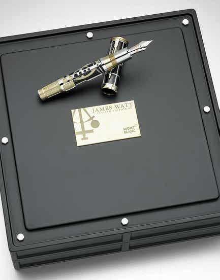 187 MONTBLANC: James Watt 18K Gold Limited Edition 74 Skeleton 83 Fountain Pen Tribute to Scotsman James Watt, whose engineering innovations powered the Industrial Revolution, making him one of the