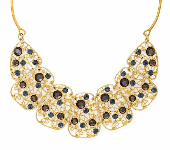 54104 24ct gold plated necklace. 4mm Montana glass crystal.