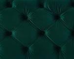 The settee: A subtly worked, emerald green, velvet
