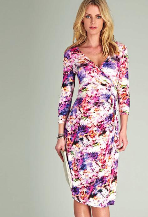 print dress in soft jersey offers a chic yet fun take on summer party style.