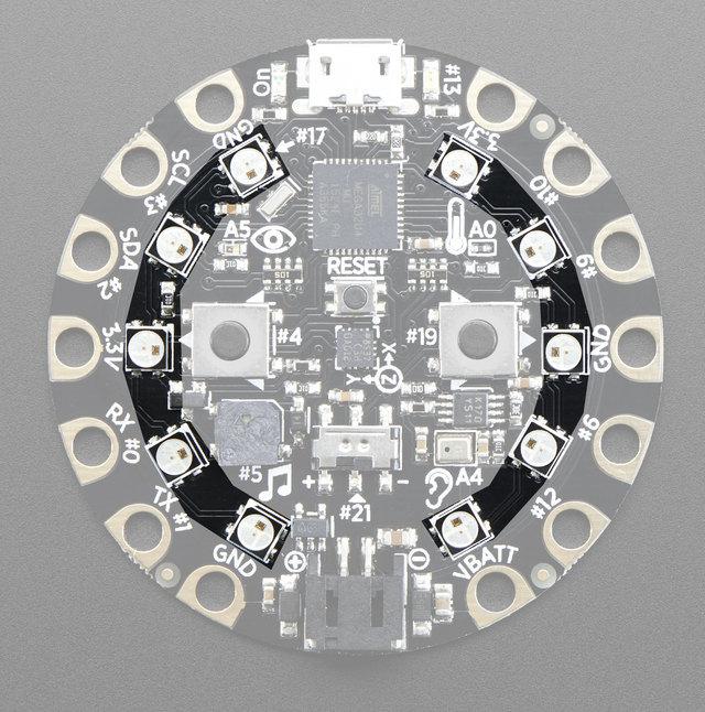NeoPixels Each Circuit Playground comes with 10 'NeoPixels' (technically, SK6812-3535 chips). These are connected to digital pin #17 and are powered by the 3.3V regulator.