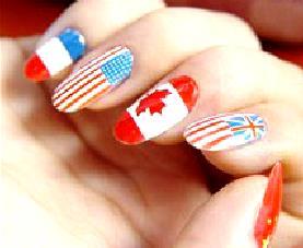 For this idea, you need to decide whether you want to draw just one flag on all nails, or different ones on each. It depends on the occasion as well.