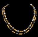 Lot #458: TWO BAROQUE PEARL AND GOLD BEAD NECKLACES 15 1/2 and 17 in.
