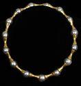 Lot #464: BAROQUE PEARL AND GOLD CHOKER 14 in.