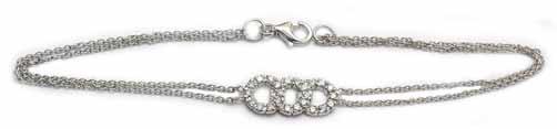 Sterling Silver Ankle Bracelets With Cubic Zirconia Stones Designed for the look of Platinum and Diamonds BB024/1675