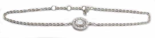 5 ct center cubic zirconia stone, 10 inches WB083/2375 Ankle bracelet with brilliant cut cubic zirconia stones in