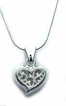 BP019/1675 Heart within my Heart necklace with mother-of-pearl inlay, 18 inches