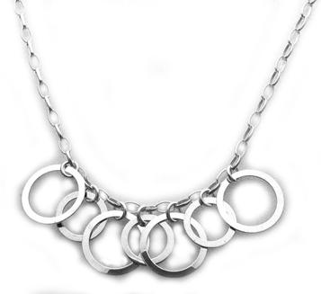 Sterling Silver Necklaces FN022/1525 High polished silver discs on link chain, 18 inches SN024/1800 Multi-oval