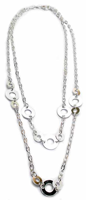 Sterling Silver Necklaces LN013/2225 Double strand circle geometric, 18