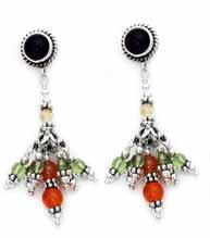 silver chandelier earrings DE021/1575 Amethyst gemstones and