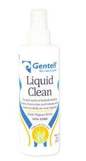 Helps to remove unwanted contaminates and debris without aggressive scrubbing Cleans, moisturizers and conditions Controls odor Liquid Clean Skin Cleanser 8 oz Spray Bottle (236 ml) 24/case GEN-32080