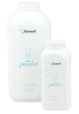 Baby Powder 4 oz Bottle (113g) 24/case GEN-23500 14 oz Bottle (400g) 12/case GEN-23510 Pure, sterilized talc Leaves skin feeling silky and soft An excellent application to smooth and dry skin after