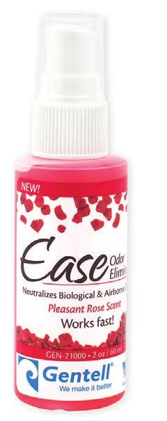 Ease Odor Eliminator 2 oz Spray Bottle (59 ml) 24/case GEN-21000 Diminishes unpleasant airborne odors Works quickly Non-aerosol won t leave slippery residue on floor Ingredients Purifed Water SDA-39C