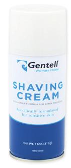 Shaving Cream 11 oz Spray Can (312g) 12/case GEN-52000 Enriched with Aloe Vera Formulated for sensitive skin Rich lather protects against irriation Ingredients Water Stearic Acid Triethanolamine