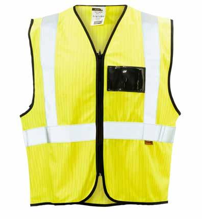 SA11-ASFR REFLECTIVE VEST FLAME RETARDANT, ANTI STATIC WITH ZIP PRODUCT INFORMATION Anti Static & Flame Retardant vest made with 100% Polyester fluorescent yellow open weave fabric The Flame