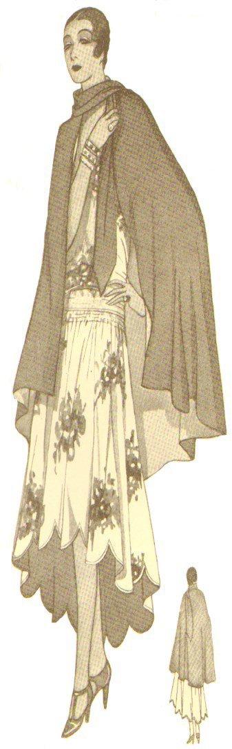 The description is for an Evening cape of light weight velvet or suitable for evening or afternoon wear. Pattern #1685.
