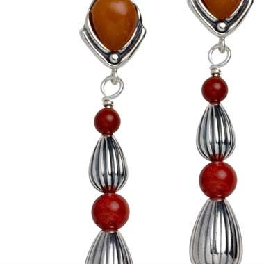 Twist rope detailed hoops and chandelier earrings are casually elegant when accented with natural stones.