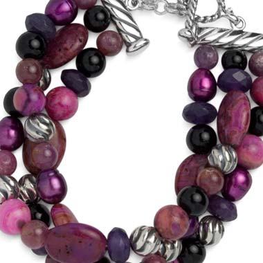Purple and pink undertones are a flattering combination and add energy to this collection.
