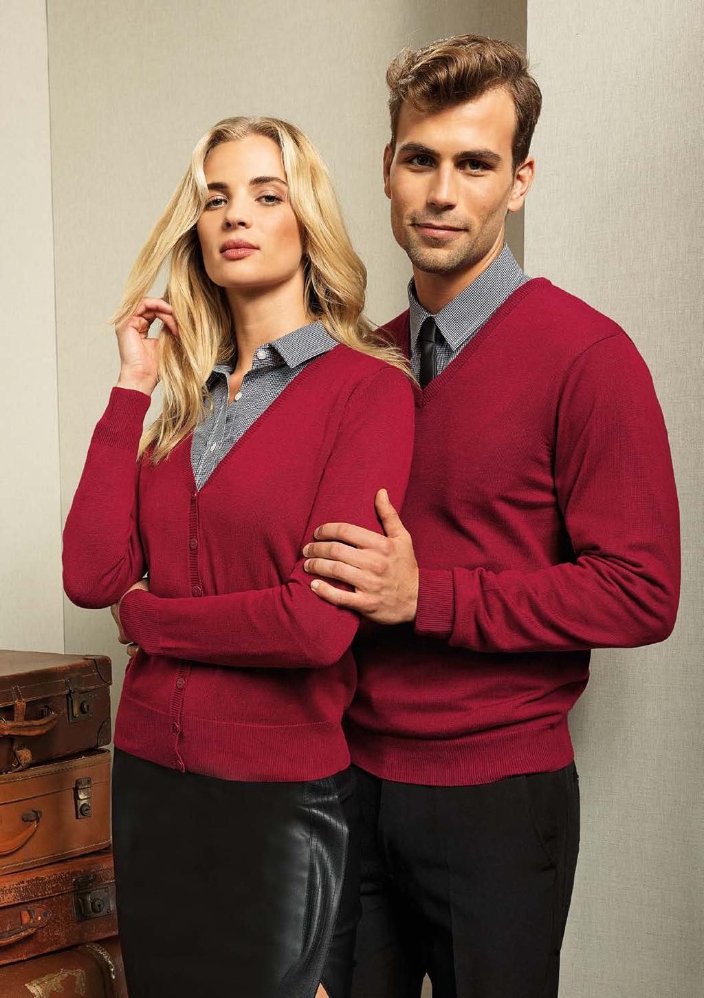 GET KNITTED OUT HIS AND HERS STYLING Men s V-Neck Knitted Sweater PR694 PR694 Cotton rich long sleeve sweater V-neck styling Fine gauge knit