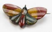 427. A Victorian silver and hardstone butterfly, with carved and shaped stones to the
