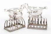 A cased George V silver Christening egg cup and spoon, together with a Harrods cased silver feeding set, a silver plated