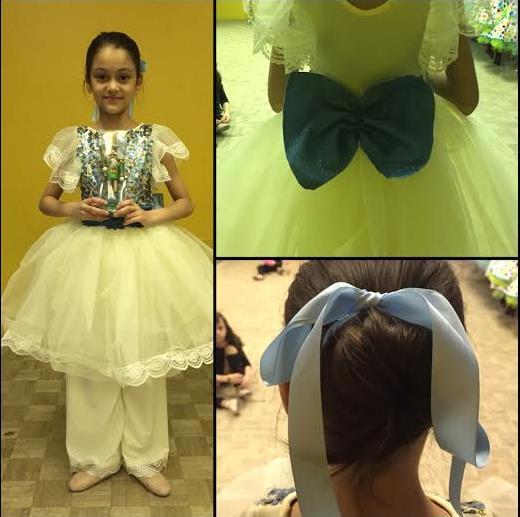 Wed 7:00 Ballet : The Nutcracker (Clas s: Jr Ballet - Michelle Steiner) SHOES TIGHTS HAIR HAIR OTHER Standard bun using gel and hair spray Blue ribbon to be tied around bun and made into a bow (see