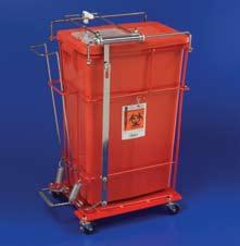 Ergonomic handle is telescopic when transporting and retractable when stationary. Heavy containers can be removed from the side with minimal lifting. OSHA Regulation 29 CFR 1910.