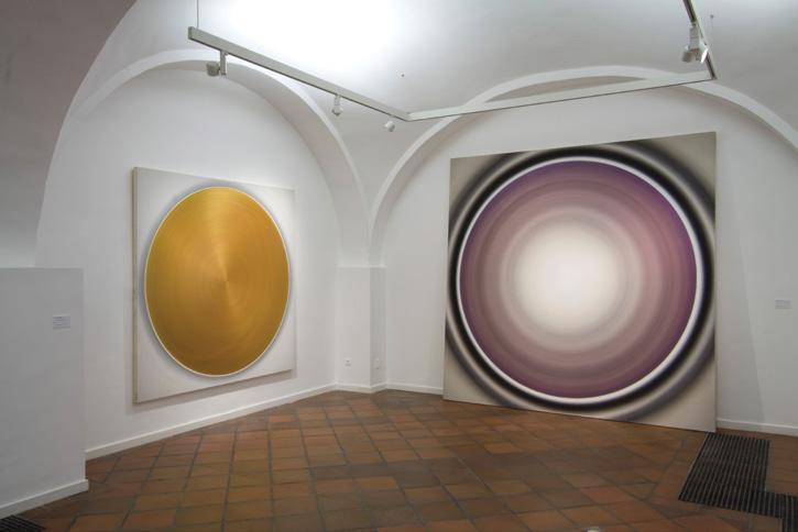 Installation view of ZF Golden Dance with Sunlight 7-8, 2009 (210 x 210 cm) and ZF Purple