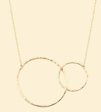 J171 J152 DOUBLE RING NECKLACE [collar] Gold hammered texture, dainty and subtle, with