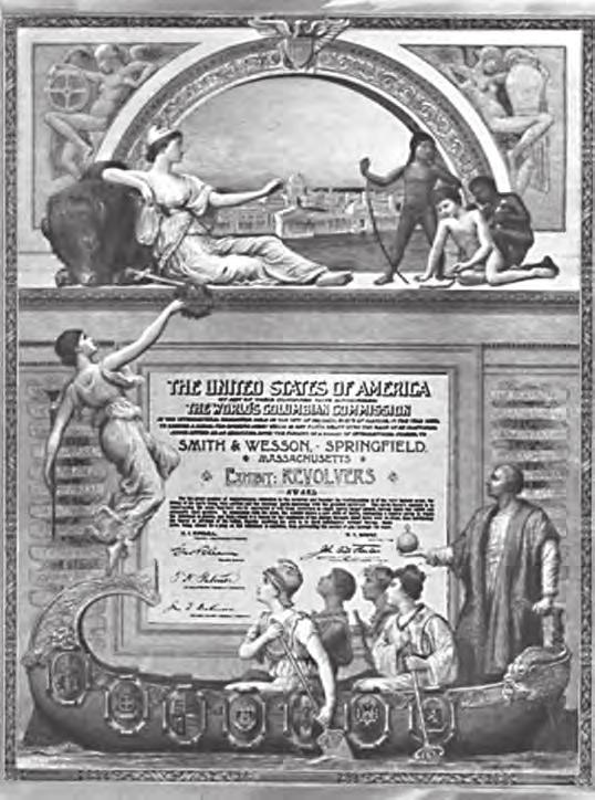 Figure 2. This certificate was presented to Smith & Wesson for its display at the Columbian Exposition (Bullet Holes). Buffalo in 1901.