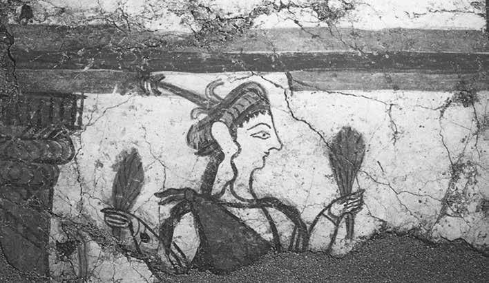 11. e-ri-ta s Dress: Contribution to the Study of the Mycenaean Priestesses Attire 259 Fig. 11.18: Cult Centre at Mycenae, the Shrine of the Fresco. Goddess holding sheaths of grain.