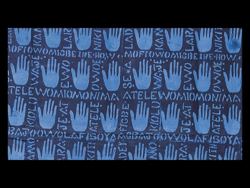 Adire Cloth. "Women' s Wrapper with Human Hands and Proverbs" (detail). 1984.