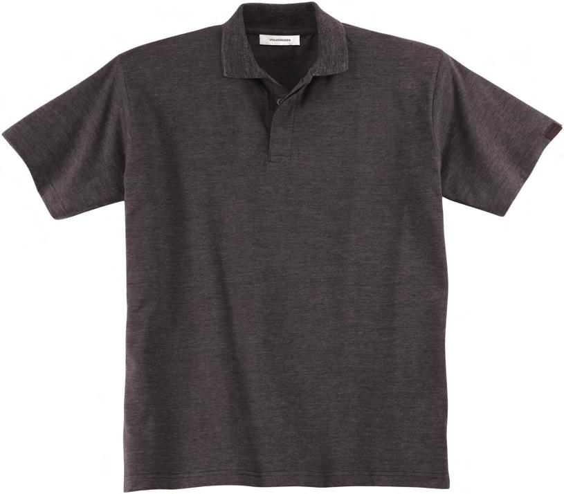 Easy to wear: 1x1 rib-knit polo collar, V-neck with button closing, three button placket, open sleeve cuffs with double seam and