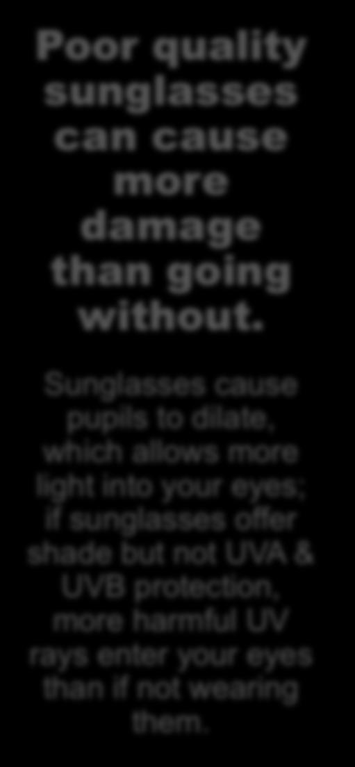 eyes than if not wearing them. Sunglasses are not just for bright sunny days.