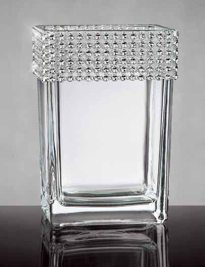 Flowers say it better. ftd says it best. holiday bling The FTD happiest holidays bouquet C7 Contemporary rectangular glass vase sparkles with generous bandings of silvery accents.