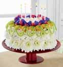 Each foam cake comes with 6 decorative candles and a pedestal base. 10 1 / 2 " dia. x 6 1 / 2 "h. $32.34 ctn. of 6 ($5.39 ea.