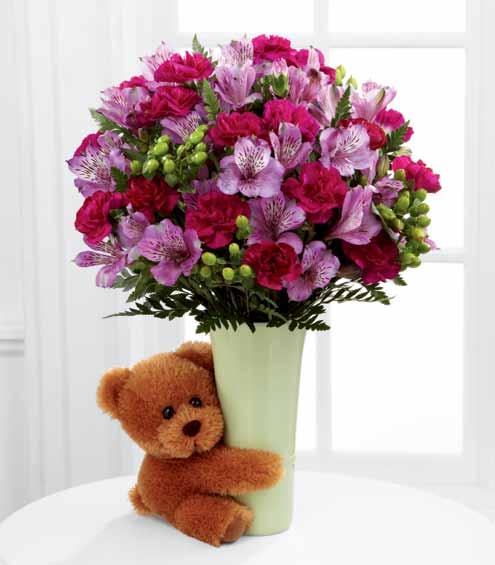 Flowers say it better. ftd says it best. send a hug! BDHd BH2d ThE FTD festive big hug Bouquet BDH The FTD Big hug Bouquet BH2 Ceramic vase with adorable 6 h plush bear.
