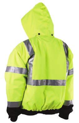Cold Weather FALL / WINTER FLYER Type R Class 3 Quilt-Lined Bomber Jacket Lime This quality quilt-lined high-visibility bomber jacket is constructed of 300 denier nylon/ polyurethane coating with