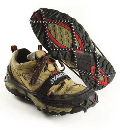 4 mm steel coils and heavy-duty natural rubber material, the Yaktrax Pro easily conforms to the shape of your boot or shoe and stays on securely with the removable performance strap.