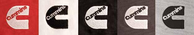 Merchandise Standards / Logo Color The Cummins logo can be reproduced in black or white on these colors as shown below. On leather items, the logo may also be embossed without adding color.