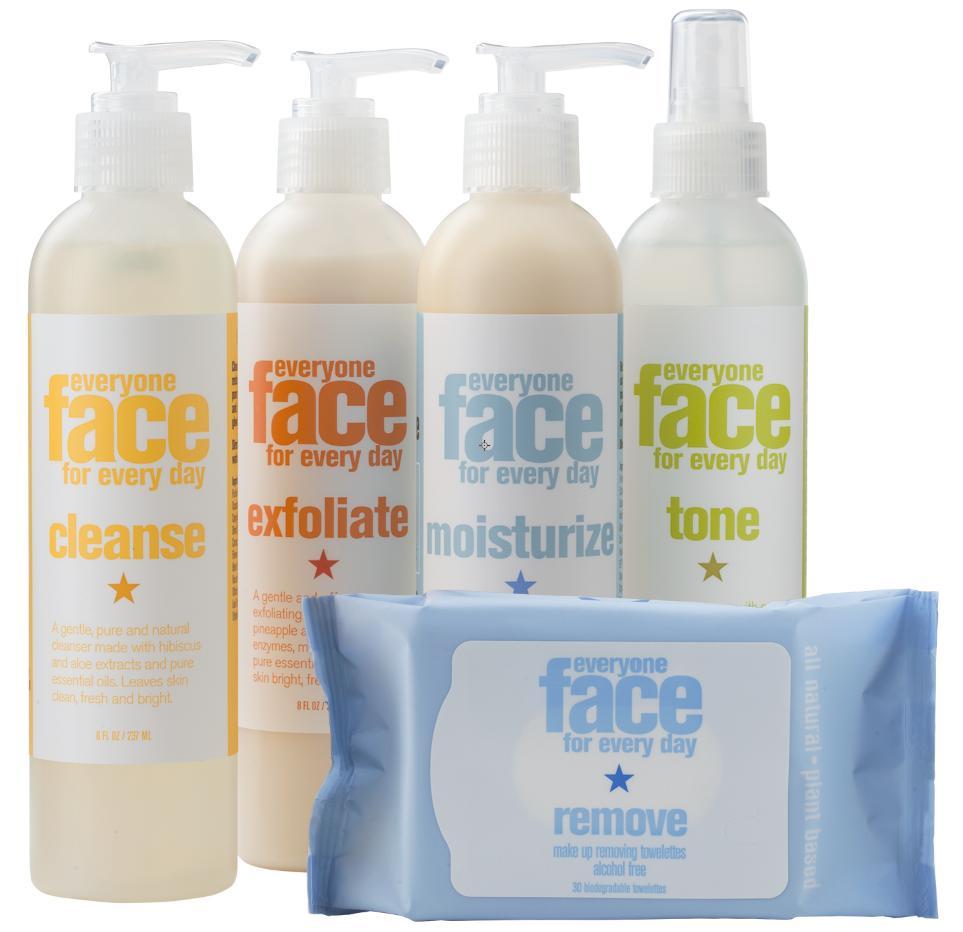 FACE E V E RYONE FAC E CO L L E CTION Perfect for all skin types and all ages. Cleanse is made with essential oils and panthenol to clean without over-drying.