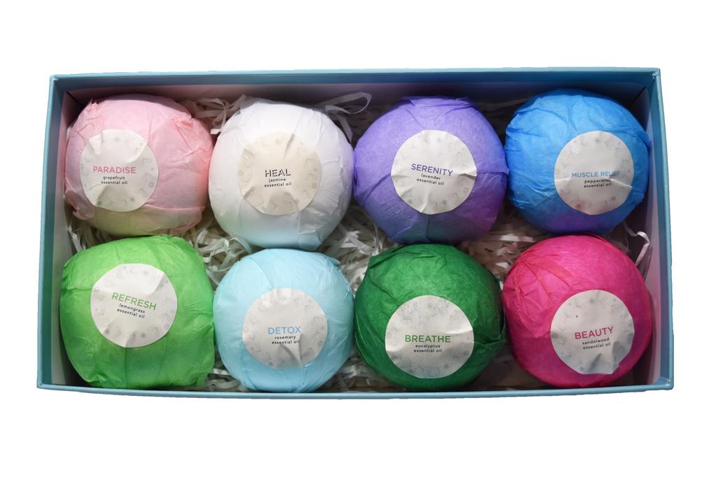 BODY CARE Bath Bombs Gift Set - 8 pc Our Bath Bombs Gift Set is here to fill even the most humble of bathtubs with luscious, natural ingredients to leave you or a special